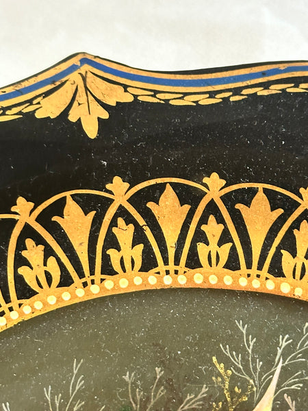 Russian Basket. Papier Mache Black and Gold with Mother of Pearl. 19th century