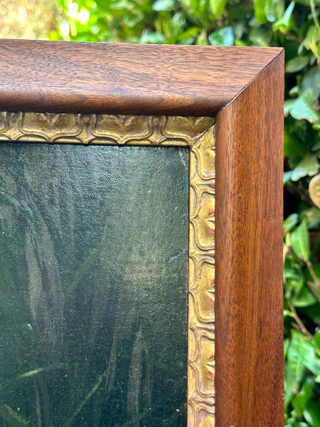 Oil Painting on Canvas. Ducks in Pond with Water Lily Flowers. 19.5" H x 29.5" W