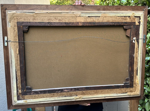 Oil Painting on Canvas. Ducks in Pond with Water Lily Flowers. 19.5" H x 29.5" W