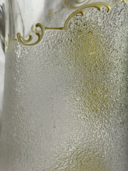 Large Beer Pitcher. Victorian Glass. Hops and Leaves "Drink Hearty" Circa 1890