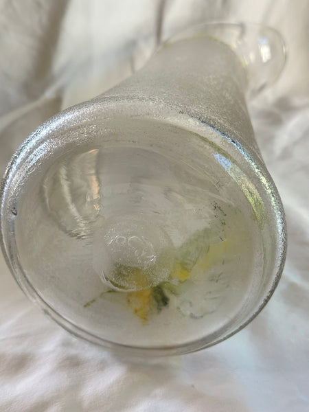 Large Beer Pitcher. Victorian Glass. Hops and Leaves "Drink Hearty" Circa 1890