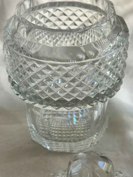 Double Condiment Cruet Set. Cut Glass. Unsigned. 9 3/4" Height