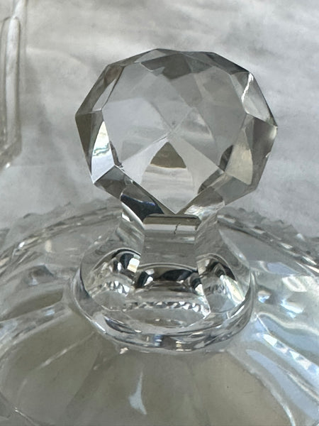 Double Condiment Cruet Set. Cut Glass. Unsigned. 9 3/4" Height