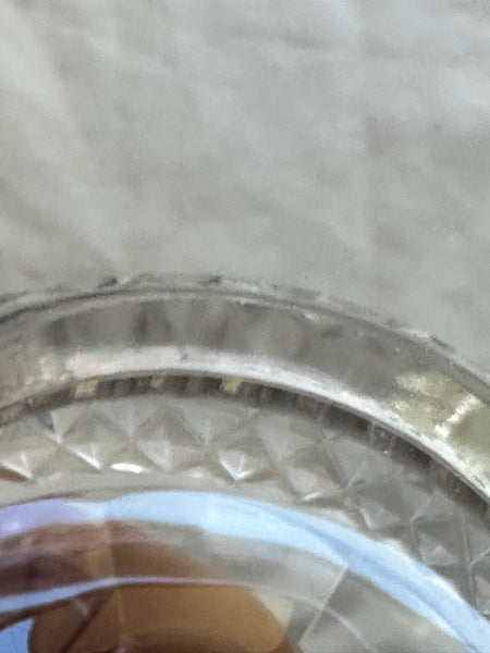 Double Condiment Cruet Set. Cut Glass. Unsigned. 9 3/4" Height