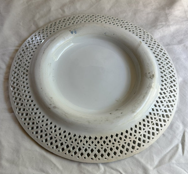 Vienna Porcelain Reticulated Bowl on Stand. White, Blue, Gold. 18th C. 10 1/2" D