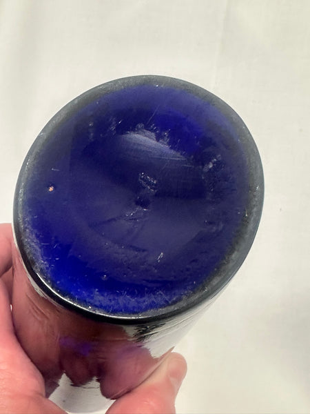 Three Liquor Decanters. Bristol Blue and Gold Glass. 18th Century