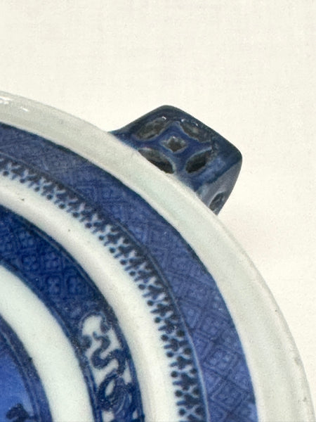 Chinese Nanking Blue and White Porcelain Warming Hot Water Dish. 19th Century