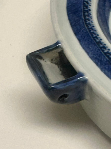 Chinese Nanking Blue and White Porcelain Warming Hot Water Dish. 19th Century