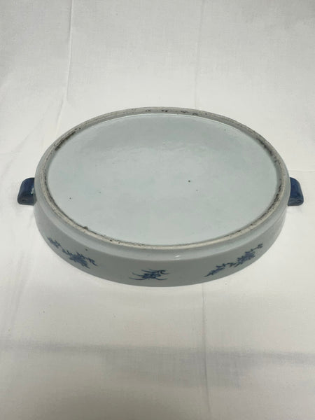 Chinese Nanking Blue and White Porcelain Warming Hot Water Dish. 19th Century