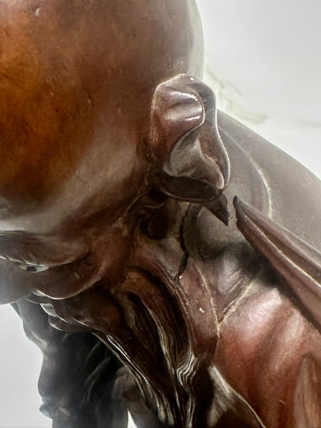 Chinese Carved Wood Immortal with Crane and Boy. Qing. 16 1/2" height