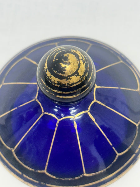 Bristol Blue Glass Covered Cup or Candy Dish. 18th Century. 7 1/2" Height