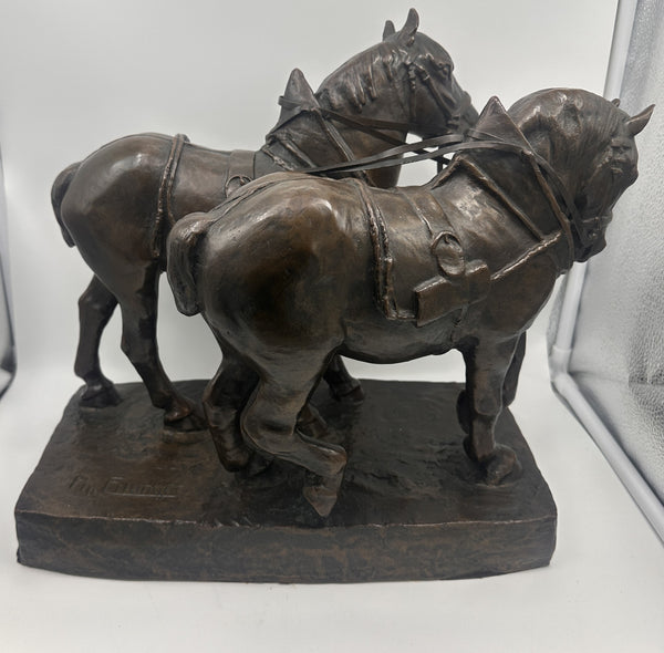 Bronze Sculpture Horses. Philipp Jakob Erlanger (1870-1934) German. 12" H