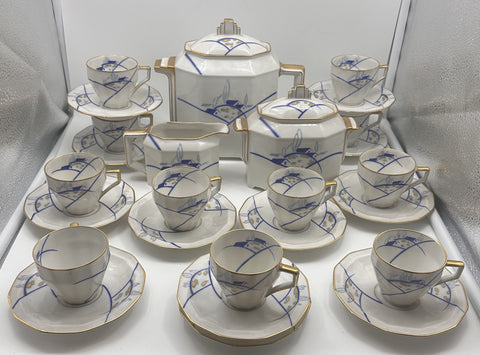 Art Deco Tea Set. B & C Limoges France Porcelain. Early 20th Century. Farmhouse
