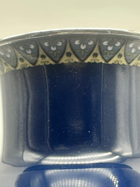 Japanese Cloisonne Vase. Hayashi Kodenji (1831-1915) Dark Blue, Flowers, Birds