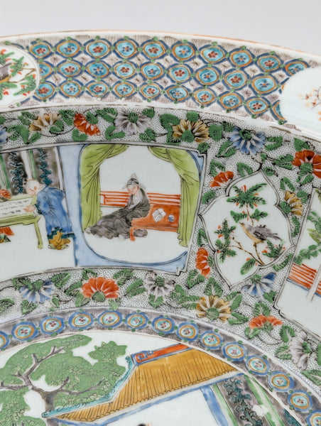 Chinese Porcelain Bowl. Famille Verte Qing Dynasty. Mid 19th Century. 16"