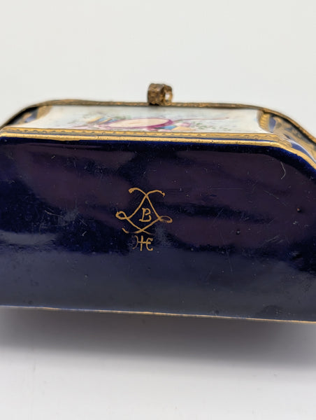 Dressing Table or Jewelry Box. French Sevres Porcelain. Cherubs. Signed Painay