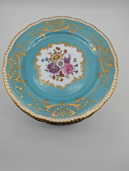 13 English Porcelain Chelsea-Derby Plates. 18th century. 8 1/4" Diameter