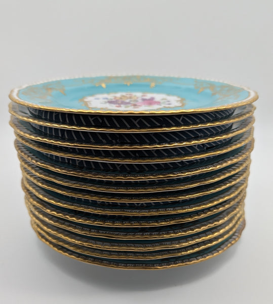 13 English Porcelain Chelsea-Derby Plates. 18th century. 8 1/4" Diameter