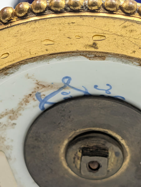 Pair of French Sevres Porcelain Vases. Cobalt Blue and Gold Raised Enamel 19th C