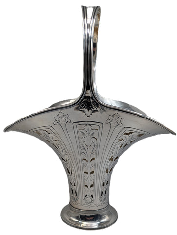 Large Tiffany & Co. Sterling Silver Flower Basket with Liner. 17 1/2" H