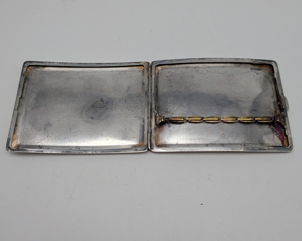 Vintage Cigarette Case. Japanese 950 Silver Toyokoki. Scrolling Leaves.