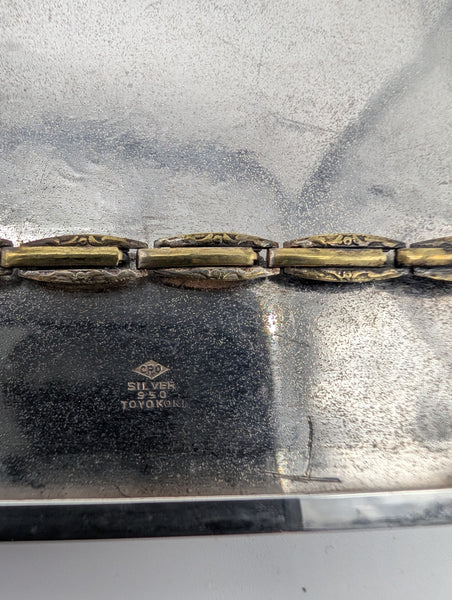 Vintage Cigarette Case. Japanese 950 Silver Toyokoki. Scrolling Leaves.