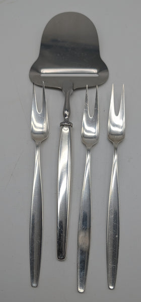 Georg Jensen Denmark Sterling Silver Cypress Pattern. Mid Century. 75 pieces.