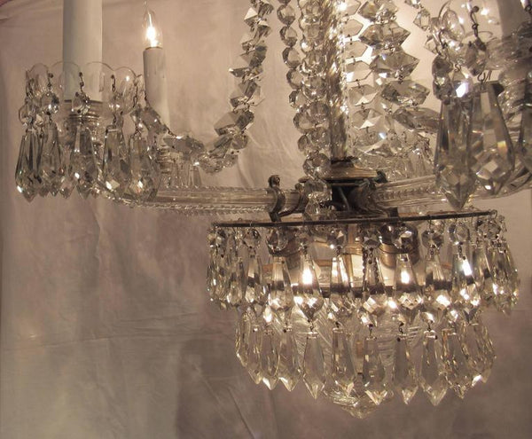 Large Unusual Crystal Chandelier, Early 20th Century