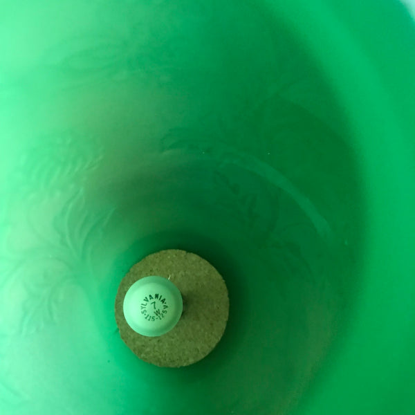 Steuben Acid Etched Green Glass Vase Mounted as Lamp. 14" H