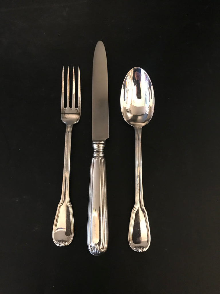 Three-Piece Child's Set. Italian 800 Silver. Clementi Lucrezia Pattern.