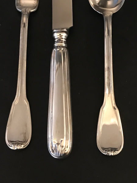 Three-Piece Child's Set. Italian 800 Silver. Clementi Lucrezia Pattern.