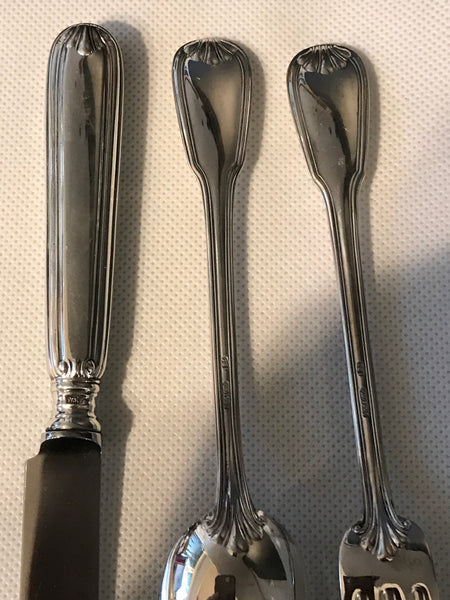 Three-Piece Child's Set. Italian 800 Silver. Clementi Lucrezia Pattern.