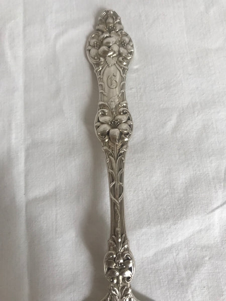 Cold Meat Fork. Sterling Silver Alving Old Orange Blossom. G monogram. 9"