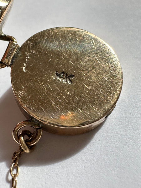 Vintage Chinese Jadeite and 14k Gold Character Bracelet.