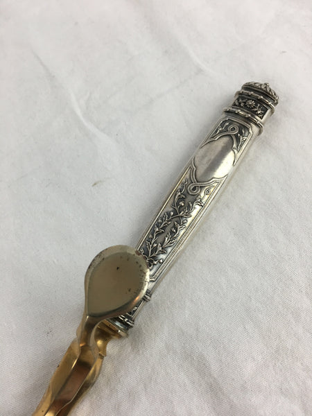 19th Century French Silver Ice Tongs and Ladle Cased Set