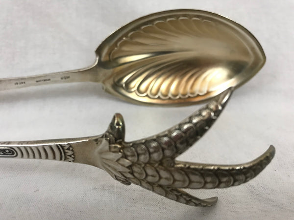 Gorham Sterling Silver Chicken or Large Ice Tongs. Domestic Pattern. Claw. 9.25"