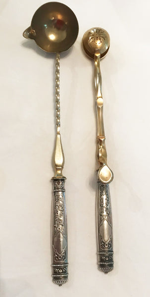 19th Century French Silver Ice Tongs and Ladle Cased Set